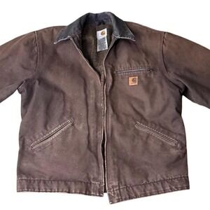 Carhartt J97 DKB Detroit Jacket Mens Large Cotton Canvas Blanket Lined (READ)